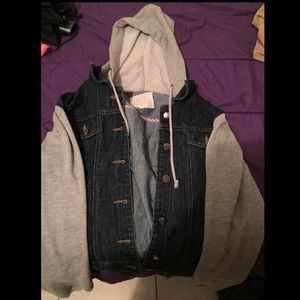 Demon jacket with sweater sleeves and hoodie