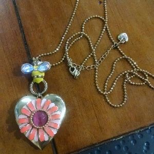 Long Betsey Johnson Locket Necklace