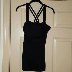 Express criss-cross stretch black tank top