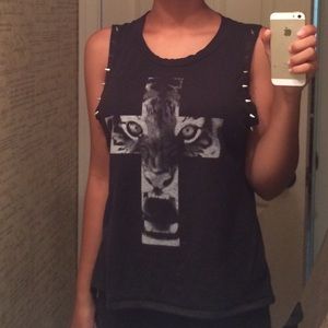Tiger Cross Studded Muscle Tank