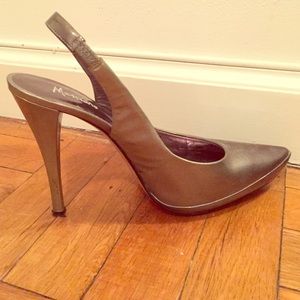 Patent Silver Slingbacks