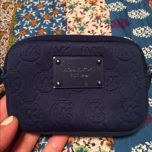 Navy Michael Kors MK Imprint wristlet