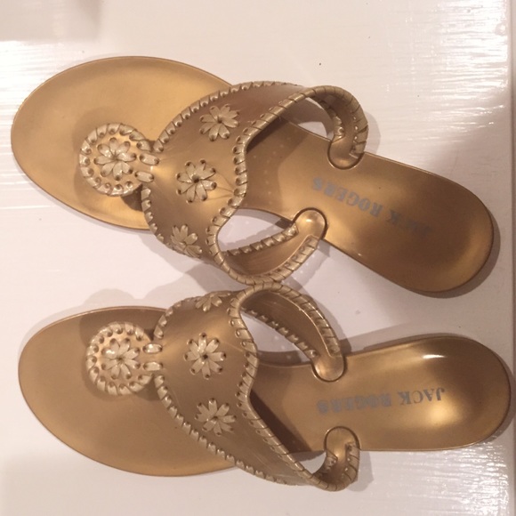 Jack Rogers gold jellies