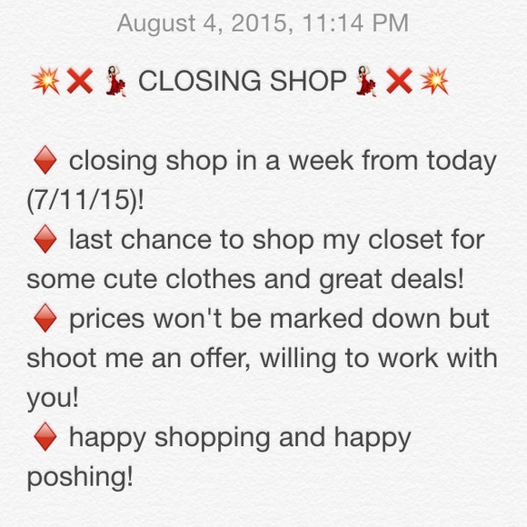 💥❌💃🏻 CLOSING SHOP 💃🏻❌💥 - Picture 1 of 1