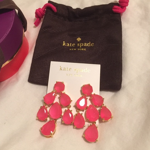 Kate Spade Pink chandelier earrings, 14k gold