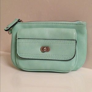 Mint. Green Wristlet/clutch with carrying strap