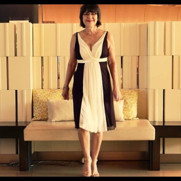 👑Brown and Ivory Chiffon Dress -S (CLEARANCE) - Picture 3 of 5