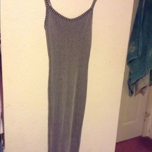 GREY RIBBED MIDI DRESS