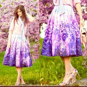 Chicwish Anthropologie Style Lavender Print Skirt