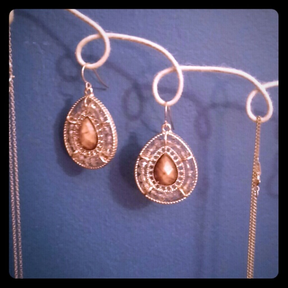 Tiger's eye pendant earrings - Picture 1 of 2
