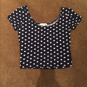 Retro navy and white crop top