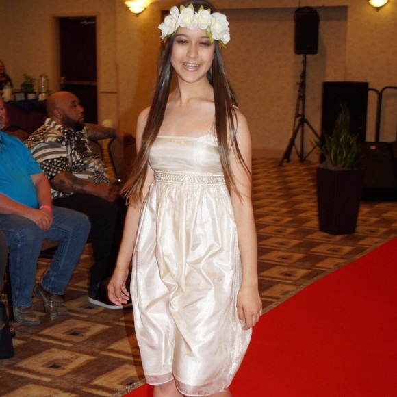 Gold 100% Silk Dress - Large - Picture 4 of 4