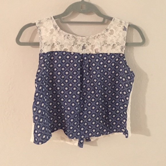 Blue lace crop top