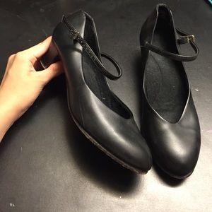 Black leather character shoes (heels)