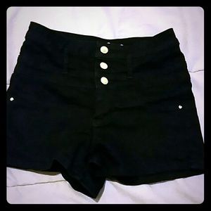 Navy blue jean denim high waisted shorts