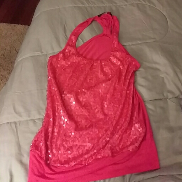Pink sequined tank