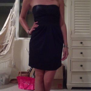 Strapless black cocktail dress