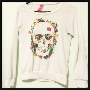 Flower Skull White Long Sleeve Top 💐
