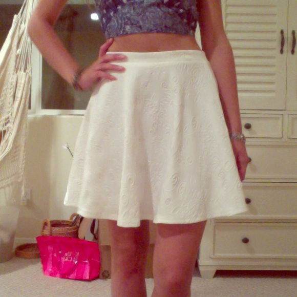 White floral patterned skirt