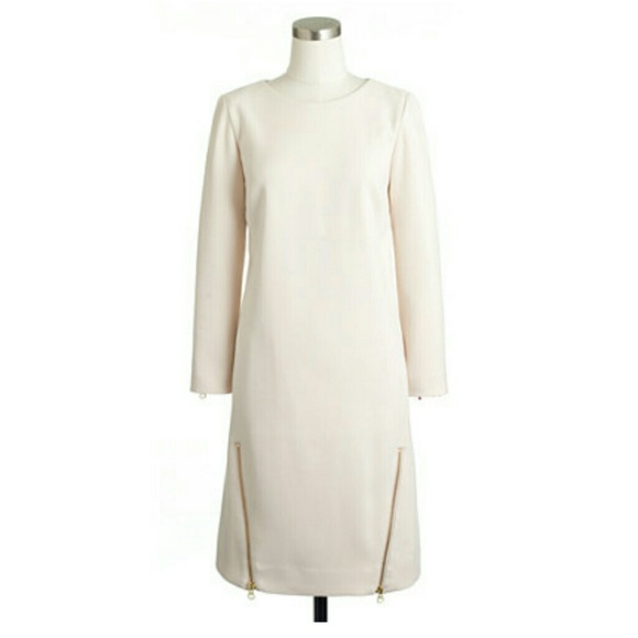 J.Crew double zip shift dress ivory white zipper