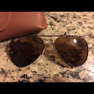Ray Ban tortoise metal aviator sunglasses