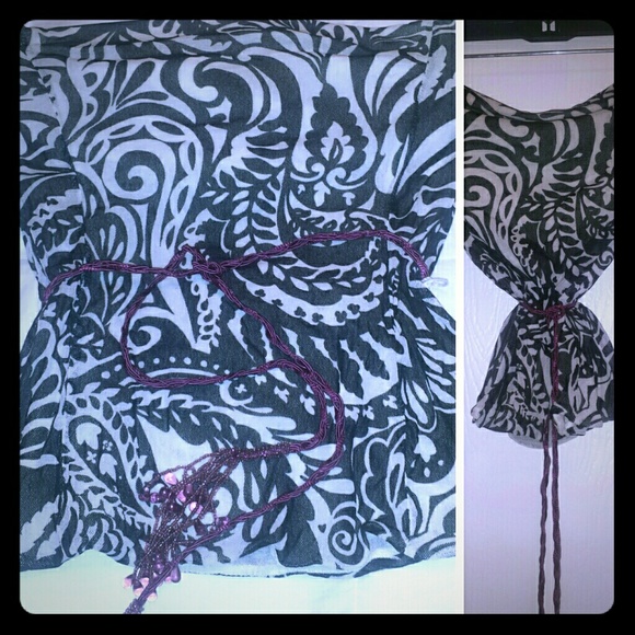 Black and White Paisley Tube Top - Picture 1 of 2