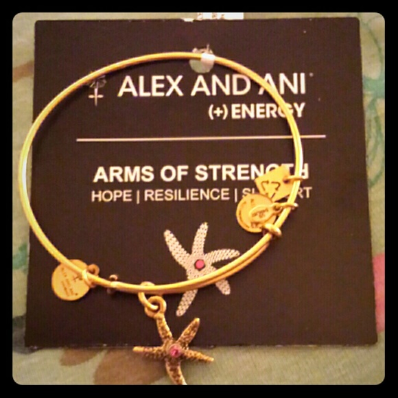 Alex & Ani Arms of Strength with pink jewel (rare)