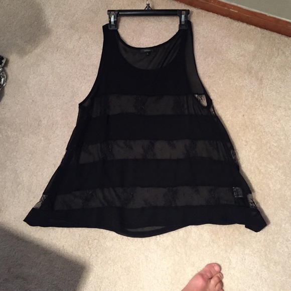 Millau women's small black lace tank. Sheer - Picture 2 of 3