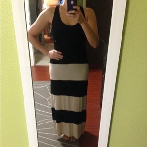 Black and cream banded maxi dress