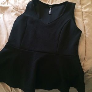 Black Sleeveless Peplum Top