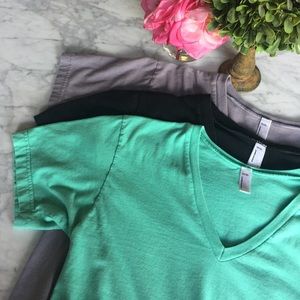 Three American Apparel v-neck tees