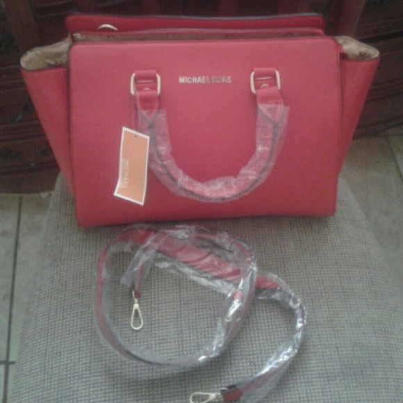 Red designer bag