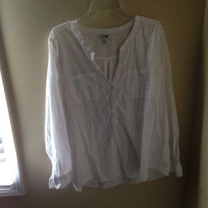 White sheer old navy long sleeve plus