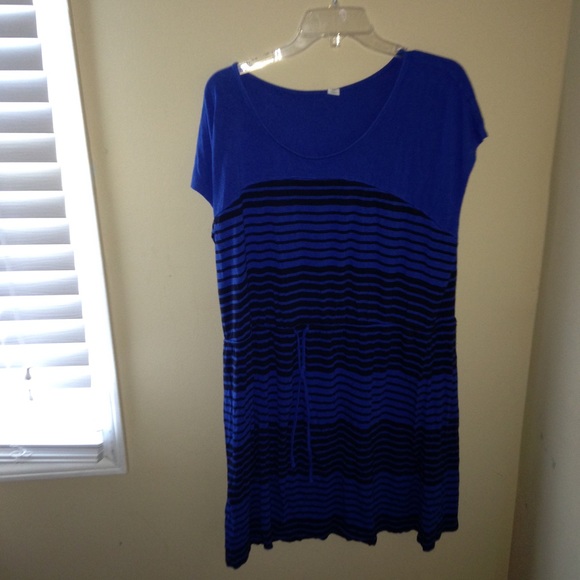 Black and royal blue striped dress