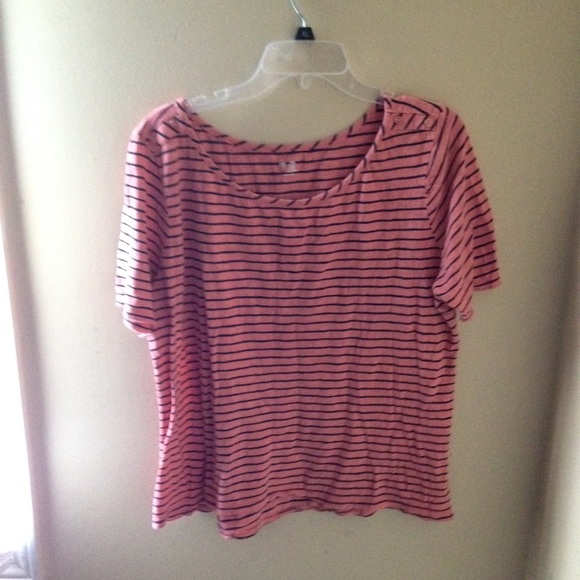 Pink and navy striped tee shirt