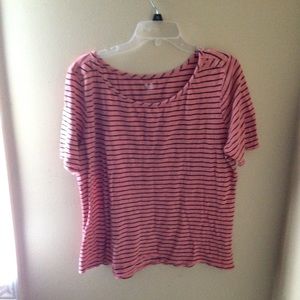 Pink and navy striped tee shirt