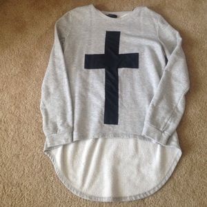 Forever 21 grey cross crew neck