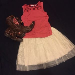 Maison Jules ivory lace & tulle skirt