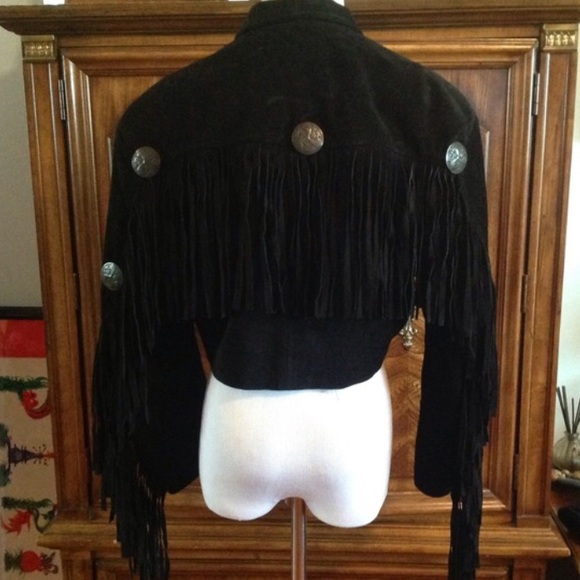 suede leather tassel fringe coin jacket - Picture 2 of 2