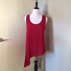 Maroon Asymmetrical Tank