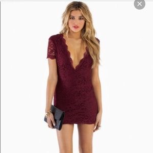 Tobi Maroon Lace Bodycon Dress!
