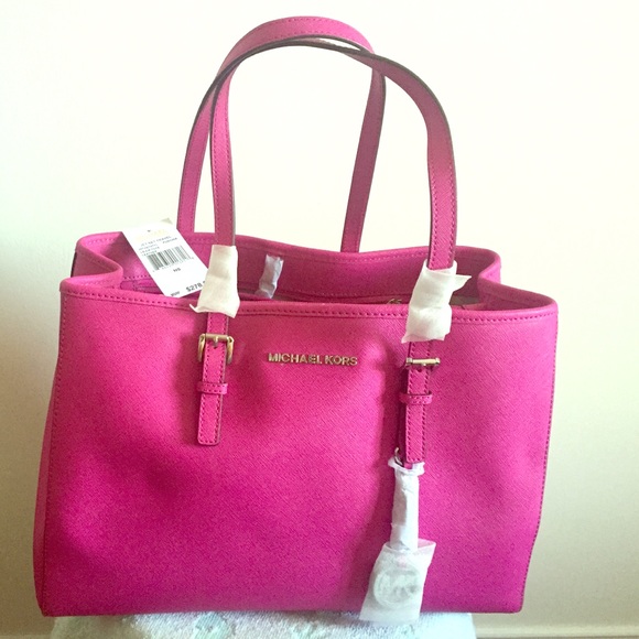 Fuschia - Jet Set Travel Saffiano Leather Tote