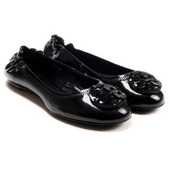 Tory Burch Black Reva Patent Leather Flats
