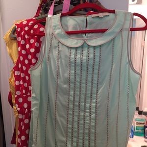 Ann Taylor Loft mint and cream Peter Pan top