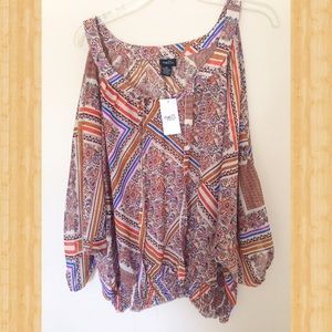 NWT Rue 21 - Cold Shoulder Top Dolman Sleeves - XL