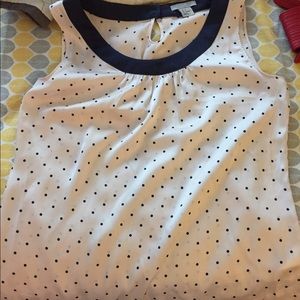 H&M light pink and navy polka dot blouse