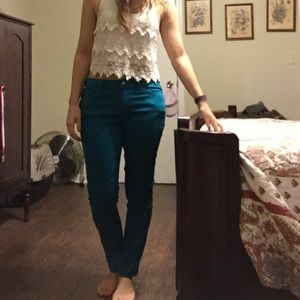 Mossimo Turquoise Skinny Jeans. Size 10.