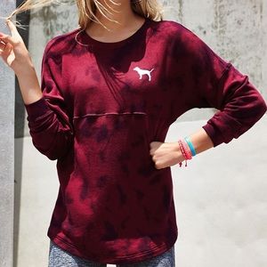 ❌SOLD❌Victoria Secret MaroonTie Dye Varsity Crew