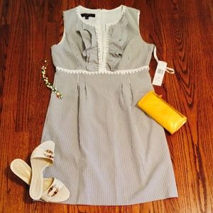 NINE WEST Cotton Seersucker (Navy) Sundress 10 NWT