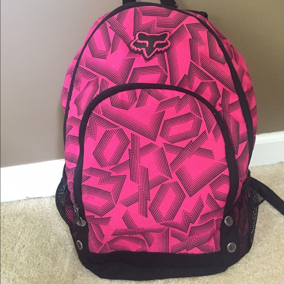 Pink and black fox backpack
